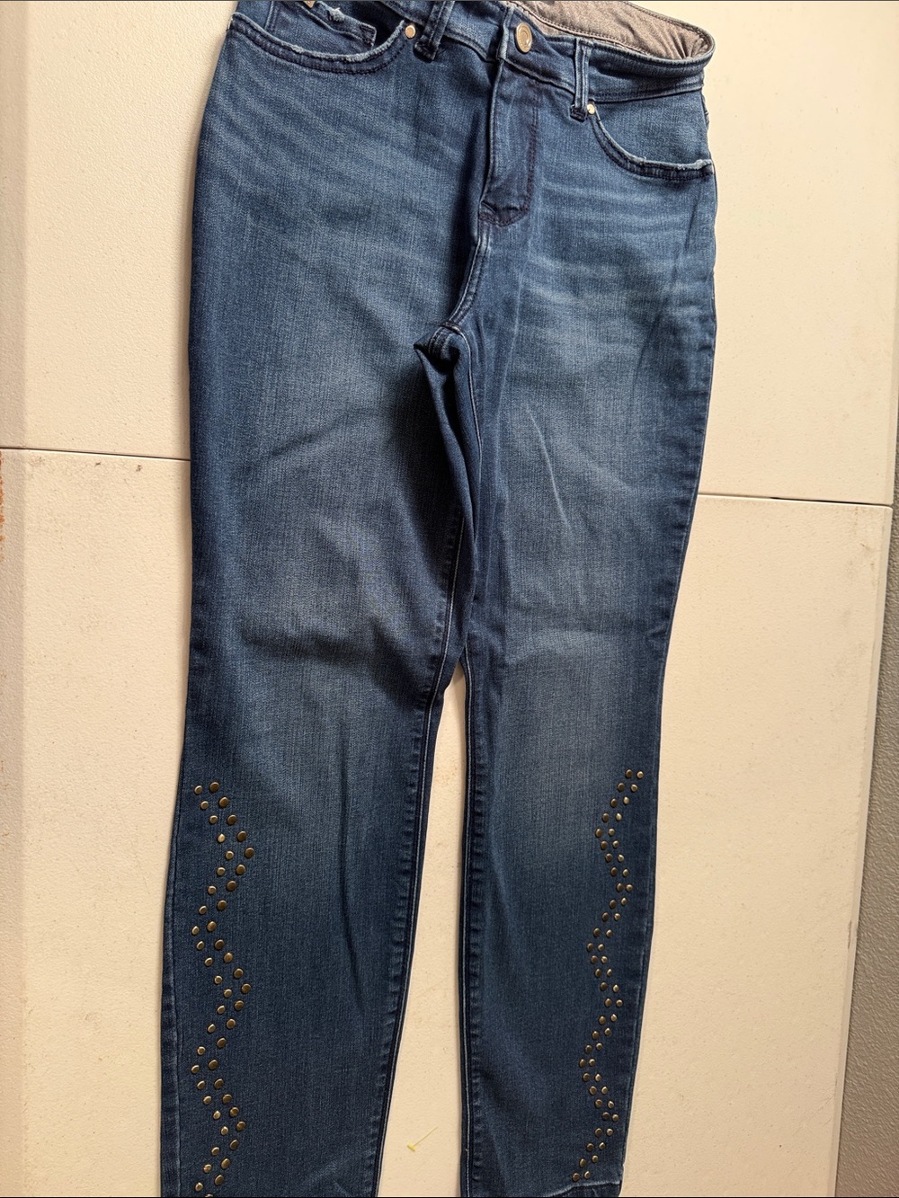 Lee Women's Medium Blue Skinny Jeans with Studded Wave Trim